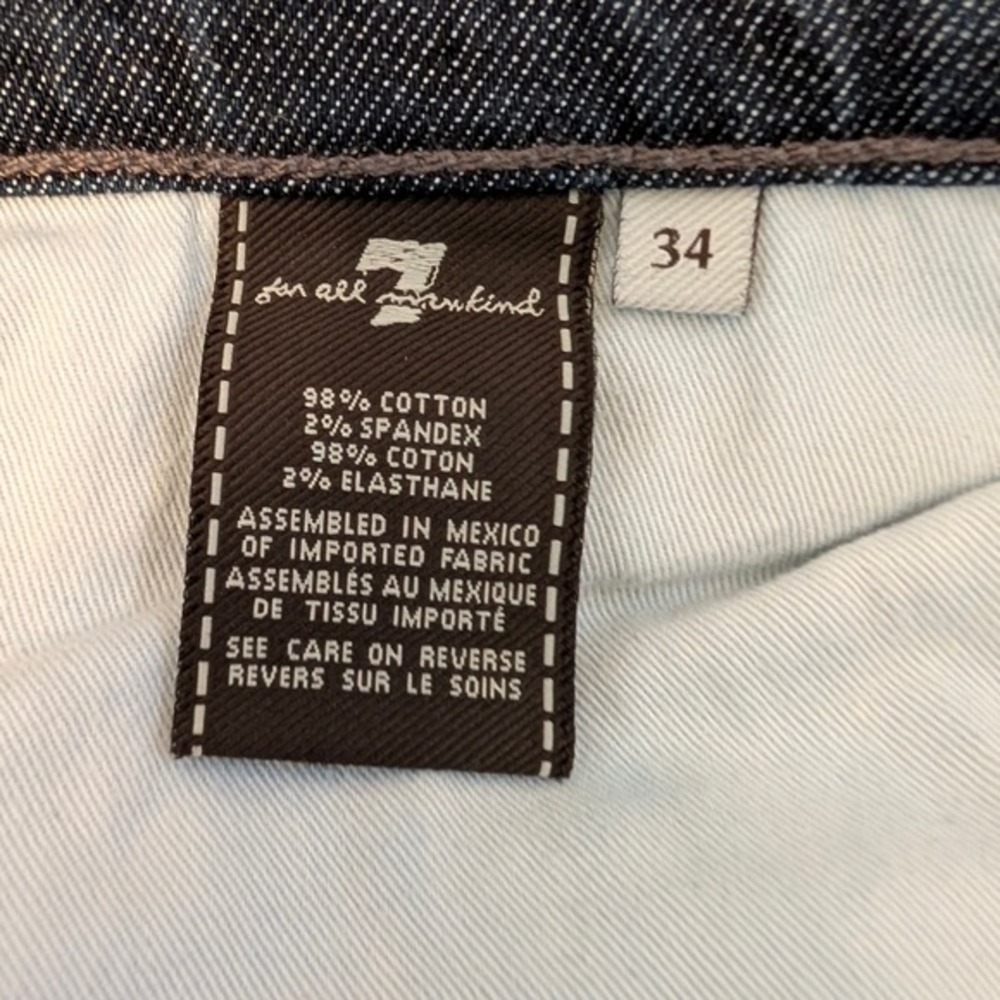 7 For All Mankind Slouchy Jeans Mens 34 Dark Wash Button Fly Frayed Hem - Picture 14 of 16